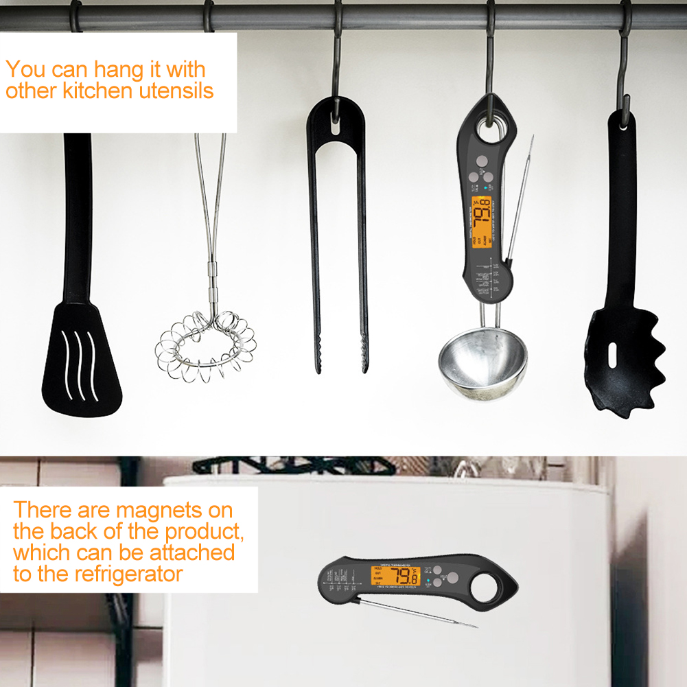 Meat Thermometer On For Cooking With External Probe Foldable