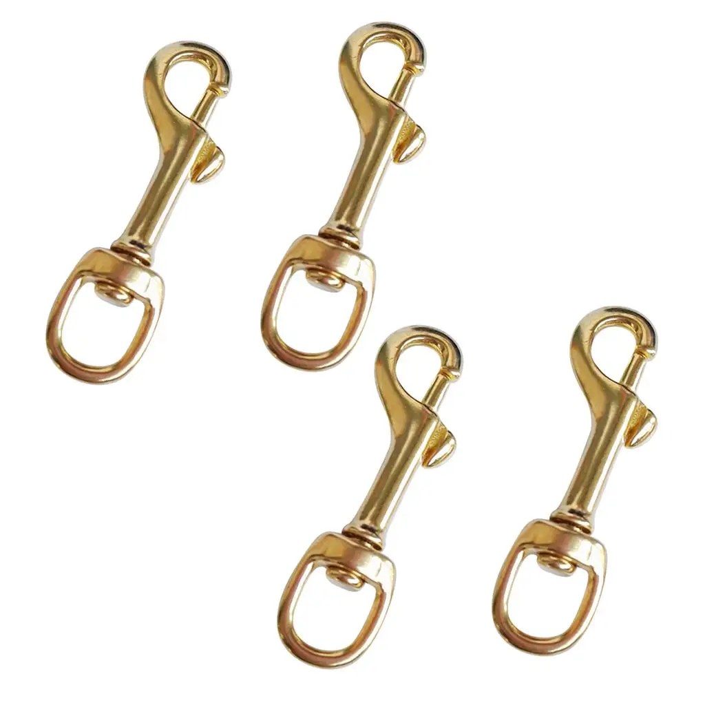 4pcs Gold Brass Swivel Eye  Snap Hook Clip for Scuba Diving Snorkeling