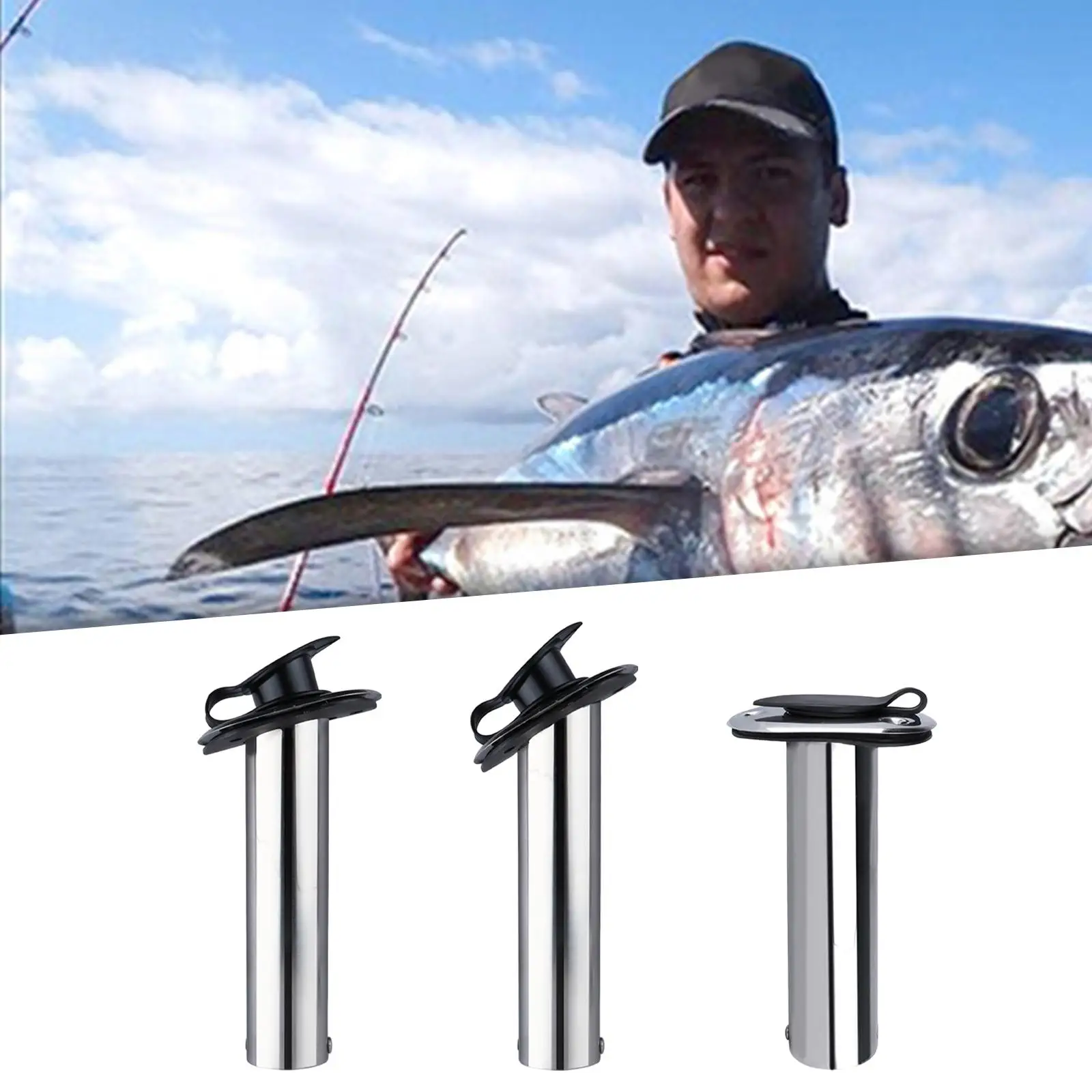 Fishing Rod Holder Flush Mount Boat Rod Holder Stainless Steel Fishing Tackle Tool Accessory for Fish Boat Yacht Marine Kayak