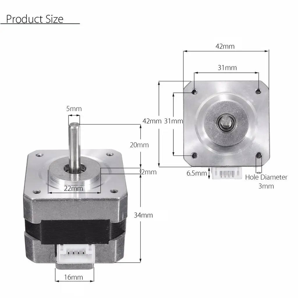 Metal Nema 17  Stepper Motor 28N.cm 0.4A 12V 1.for CNC 3D Printer