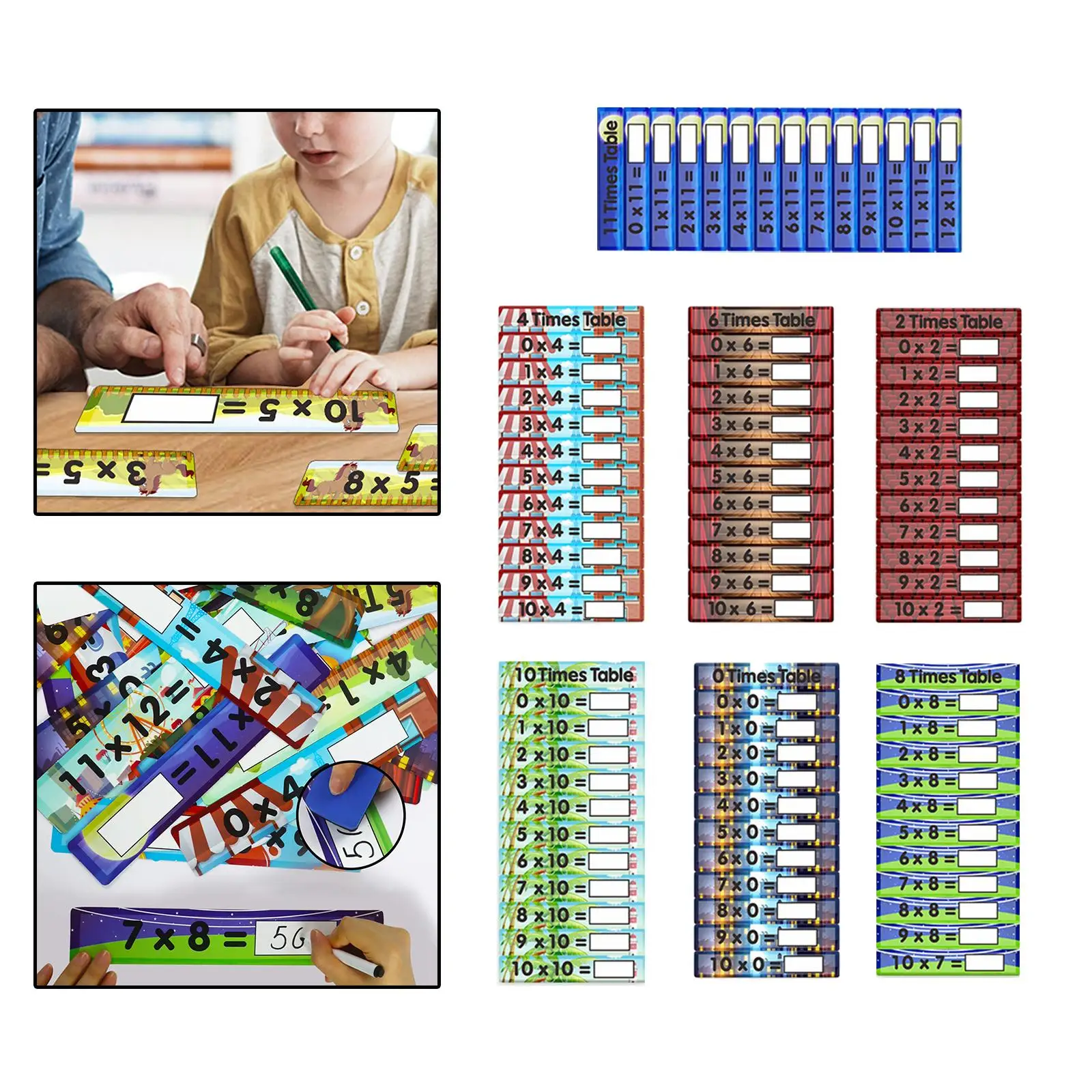 88 Pieces Multiply Card Erasable Multiplication Charts Math Teaching Aids Multiplication Math Aids for Preschool Nursery Holiday