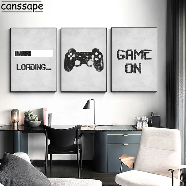 Acheter Affiche d'art mural de jeu de Gamer, peinture sur toile en noir et  blanc, vous ne pouvez pas simplement mettre en pause un jeu, contrôleur de  citation, décor de chambre d'adolescent