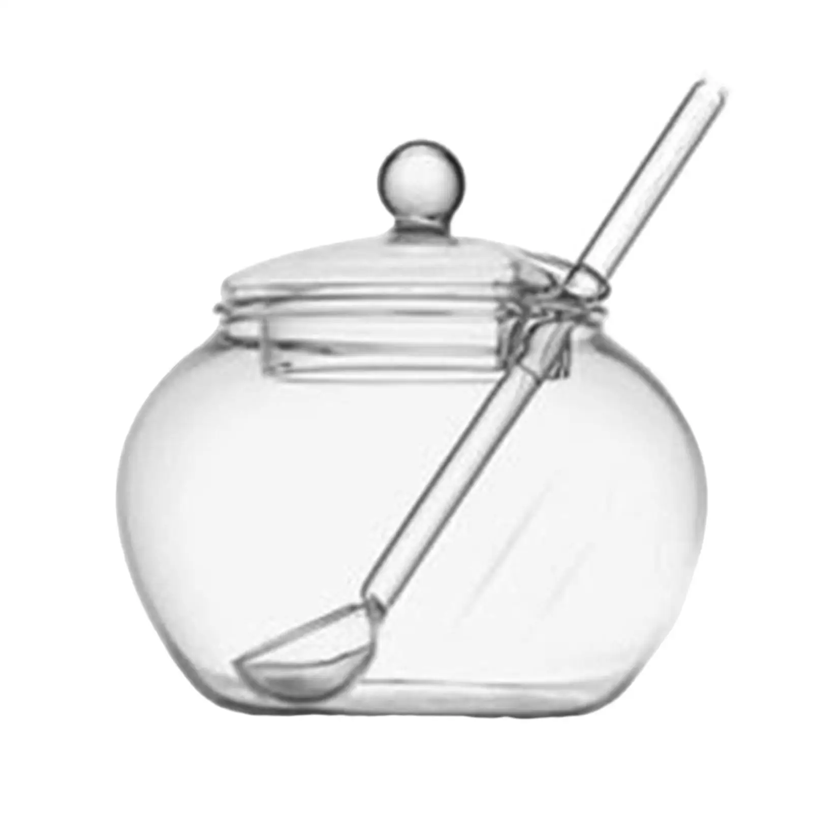 Jar Cylinder Transparent with Glass Lid and Spoon Home Storage Organization for Household Kitchen