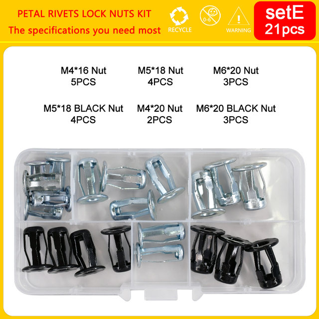 M4 M5 M6 petalo rivetti dado a vite Set metallo per riparazione auto targa  tubo rivettatura ancoraggio filo di contatto lamiera di ferro piastra di  alluminio - AliExpress