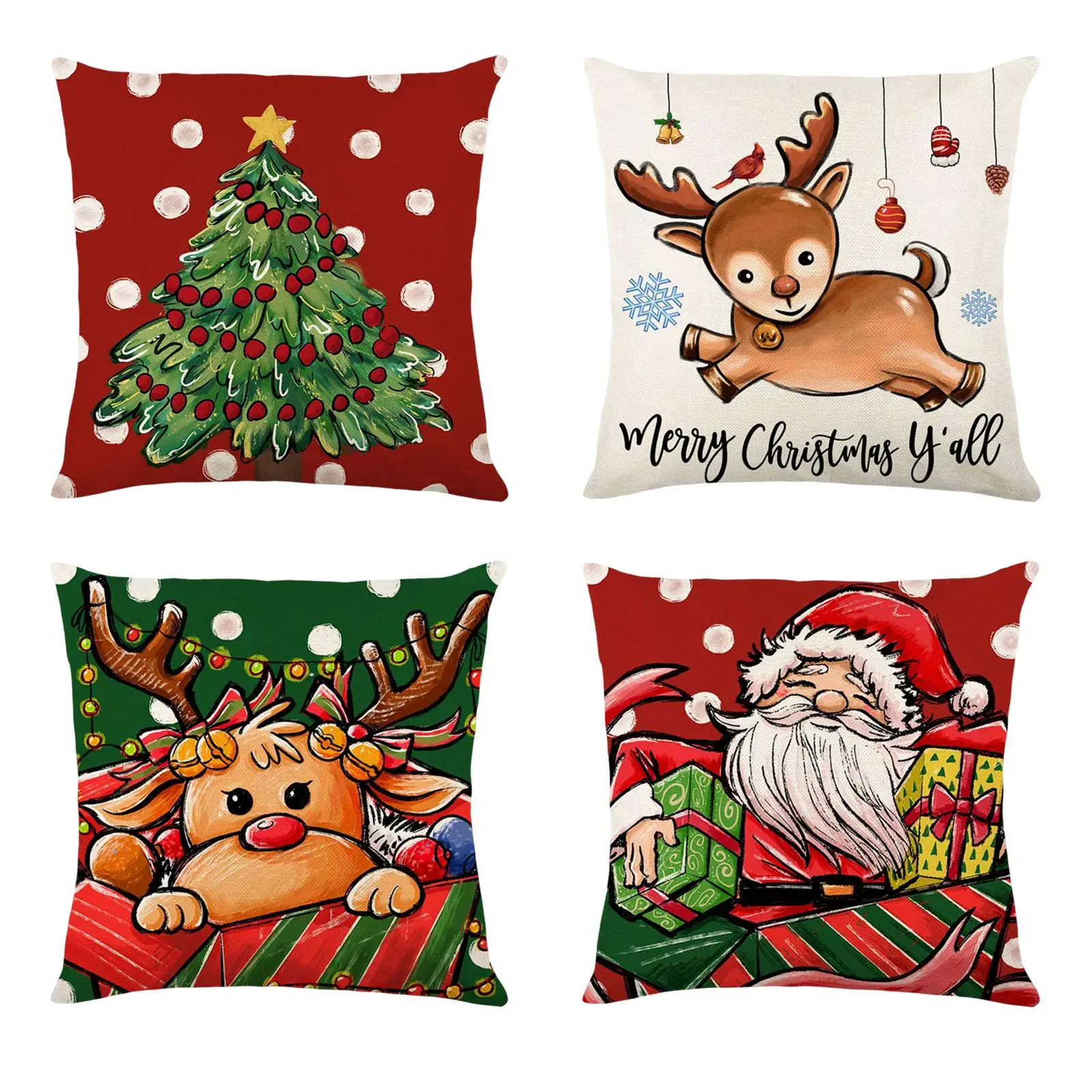 Multicolor Christmas Pillow Cover Cushion Couch Cover Pillow Case Pillowcase for Xmas Decoration Living Room Farmhouse