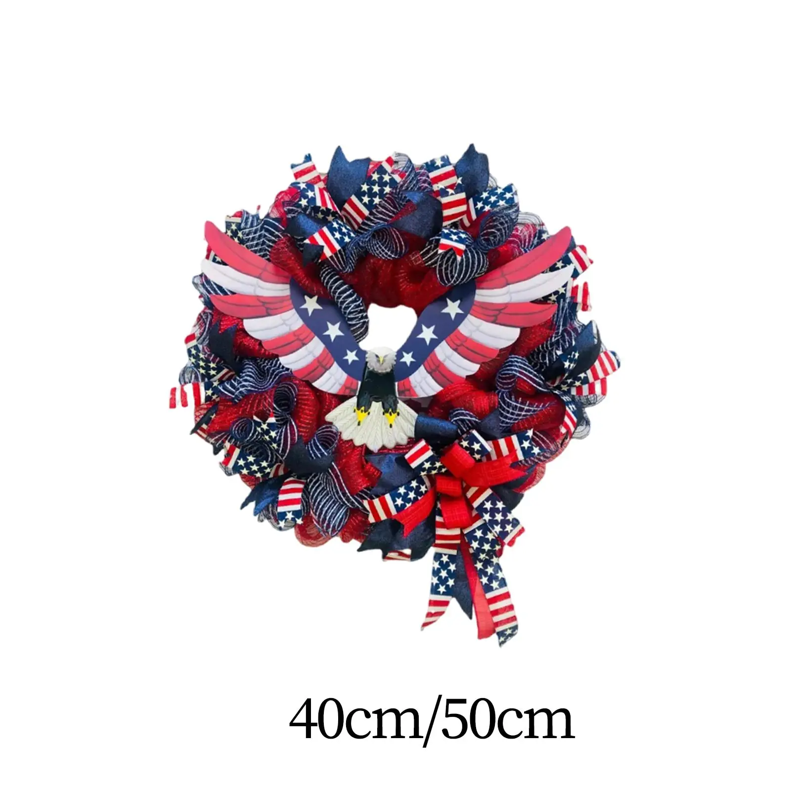 4TH of July Patriotic  Mesh Wreath for Independence Day Fine Craftsmanship Indoor and Outdoor Red White Blue Handcrafted
