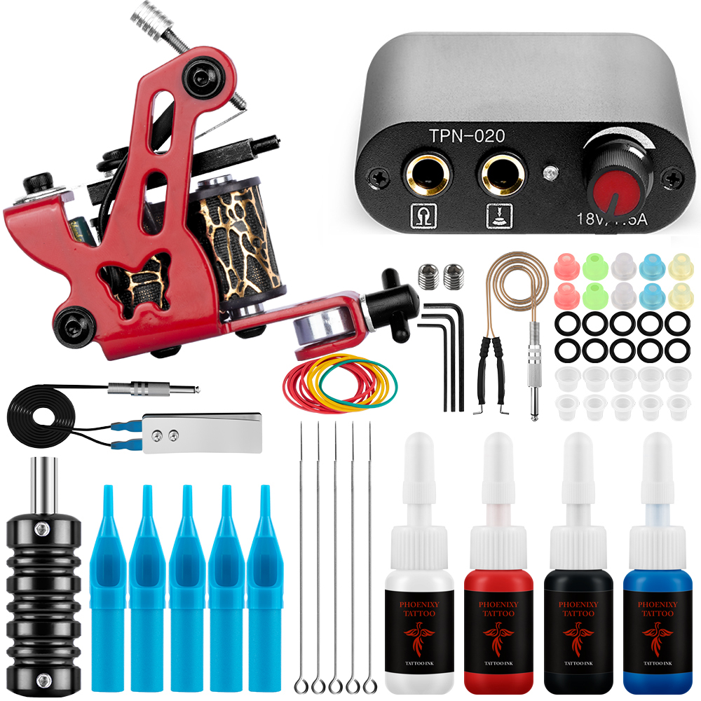 Best of Phoenixy Beginner Tattoo Machine Gun Kit Tattoo Machine Power Supply Permanent Tattoo Inks Needles Complete Tattoo Body Art Kit Reviews & Tips