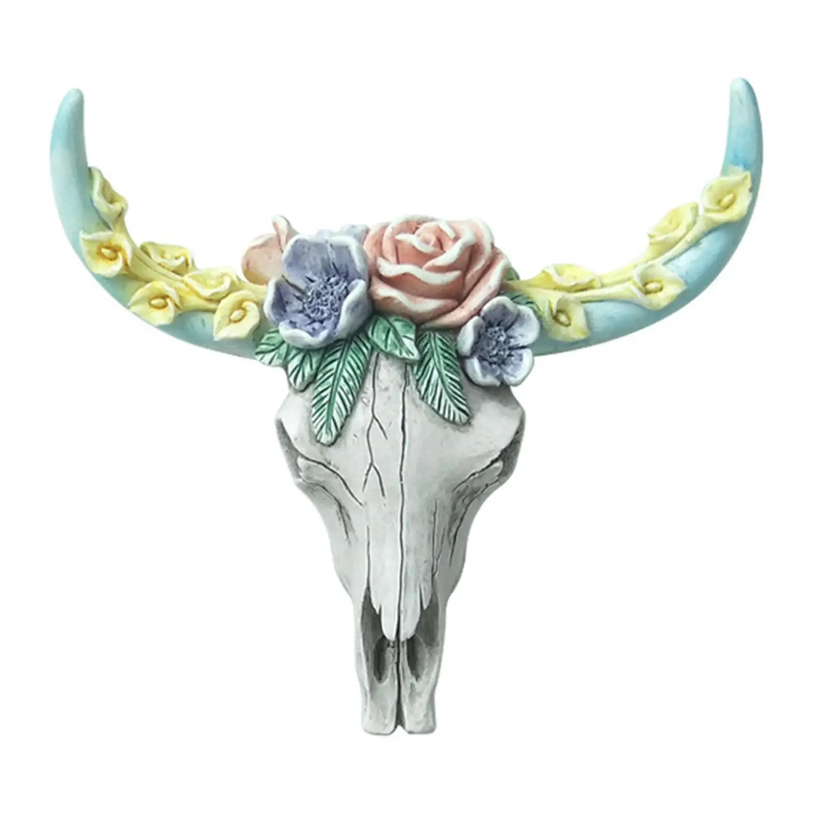 Nursery Decor Resin Ornament  Cow Skull Decor  Flower Cow Skull