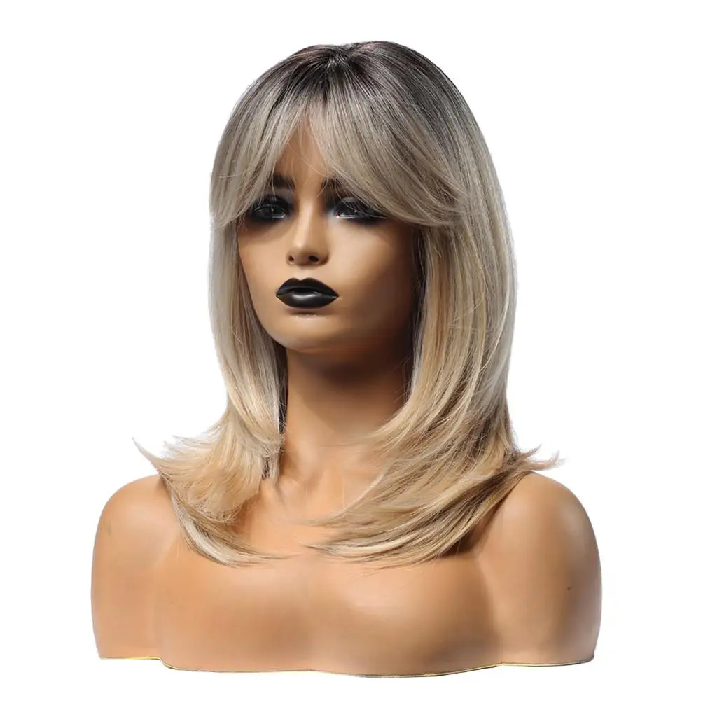 20`` Women Shoulder Length Straight Layered Gradient Wigs W/ Heat Friendly