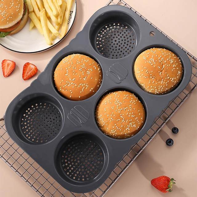 Hamburger Bun Pan Food Grade BPA Free Heat-Resistant Dishwasher Safe Burger  Mold Baking Pan Kitchen Accessories - AliExpress