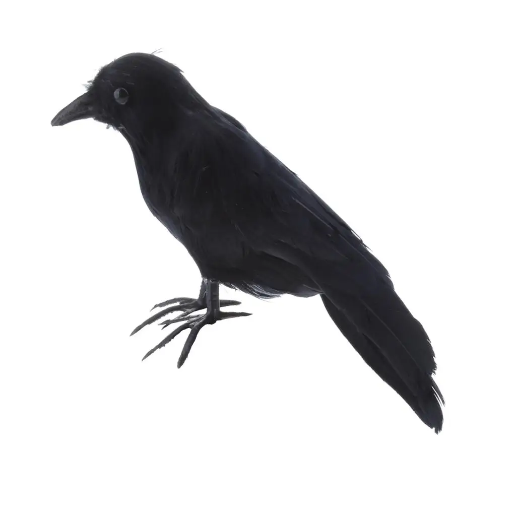 Halloween Black Realistic Feather Artificial Bird Raven Prop Art and