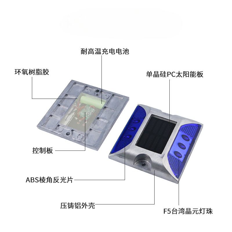 Description Picture 5 of item4 Pc Solar Spike Light Profile Label Led Highway Cast Aluminum Ground Buried Light Flash Road Warning Light