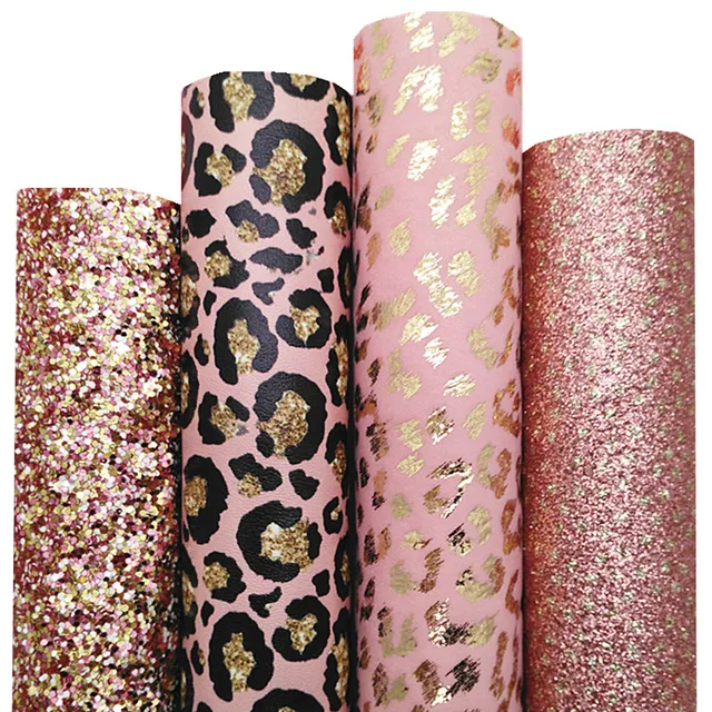 Meneng 10pcs Pink Faux Leather Sheets 8x12 Inch Mixed Rose Floral Print  Solid Color Flower Pattern Glitter Leatherette Assorted A4 Bundle for Bows
