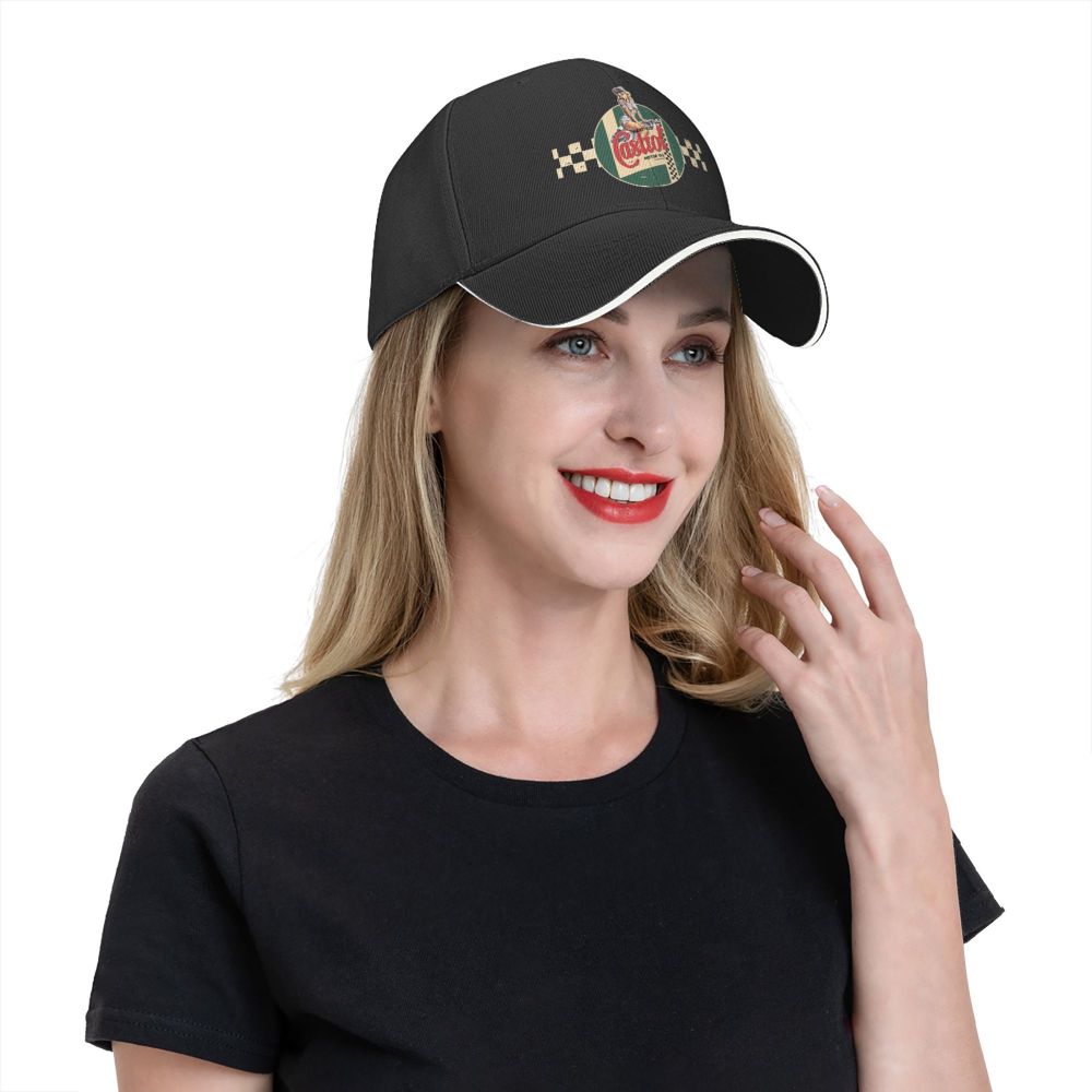 Castrol Vintage Racing Stripe Pin Up Girl_ 68313263 Mehrfarbige Mütze mit Schirmmütze für Damen, personalisiertes Visier, winddichte Hüte – Detail 8