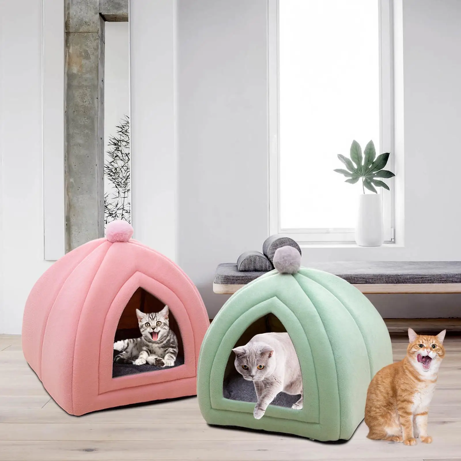 Cat Bed Puppy Kennel Sofa Semi Closed Winter for Cats Dogs Supplies