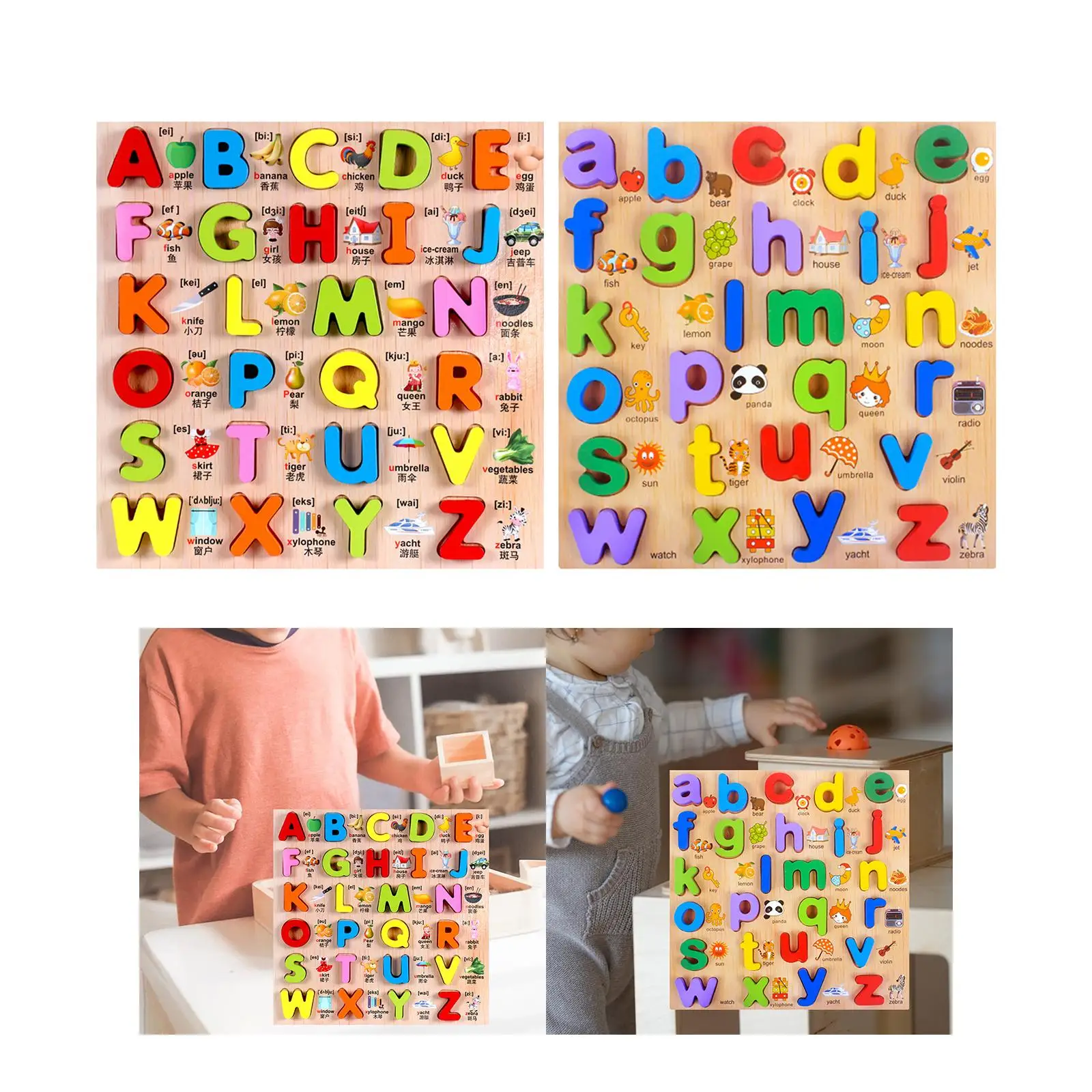 Wooden Alphabet Word Puzzle Matching Toys Learning Alphabet Gifts Girls Boys Kid