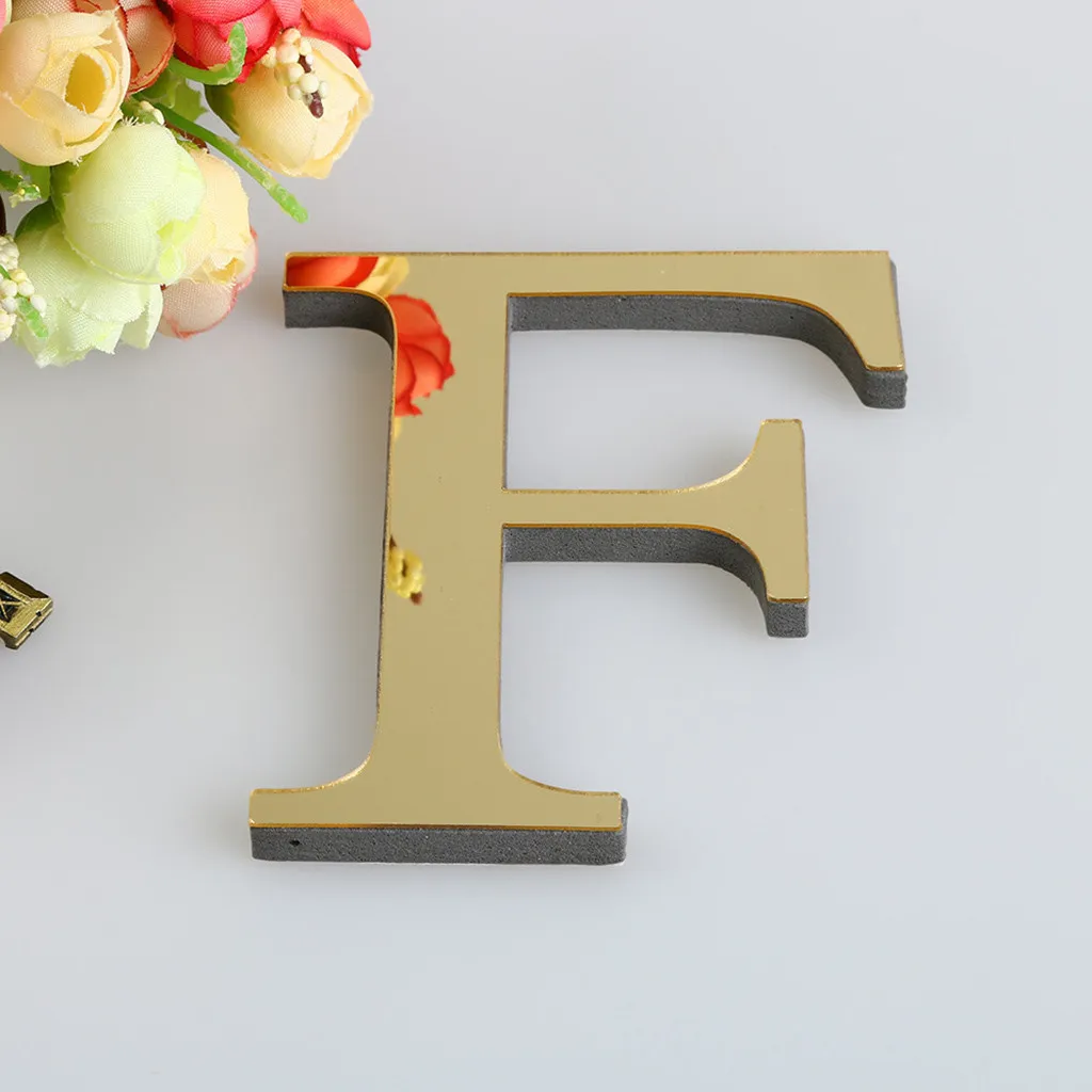 Description Picture 6 of item20CM 3D Mirror Letters Wall Stickers For Home Decor Black/Gold/Silver Decal Acrylic Alphabet English Letter Art Mural Decoration
