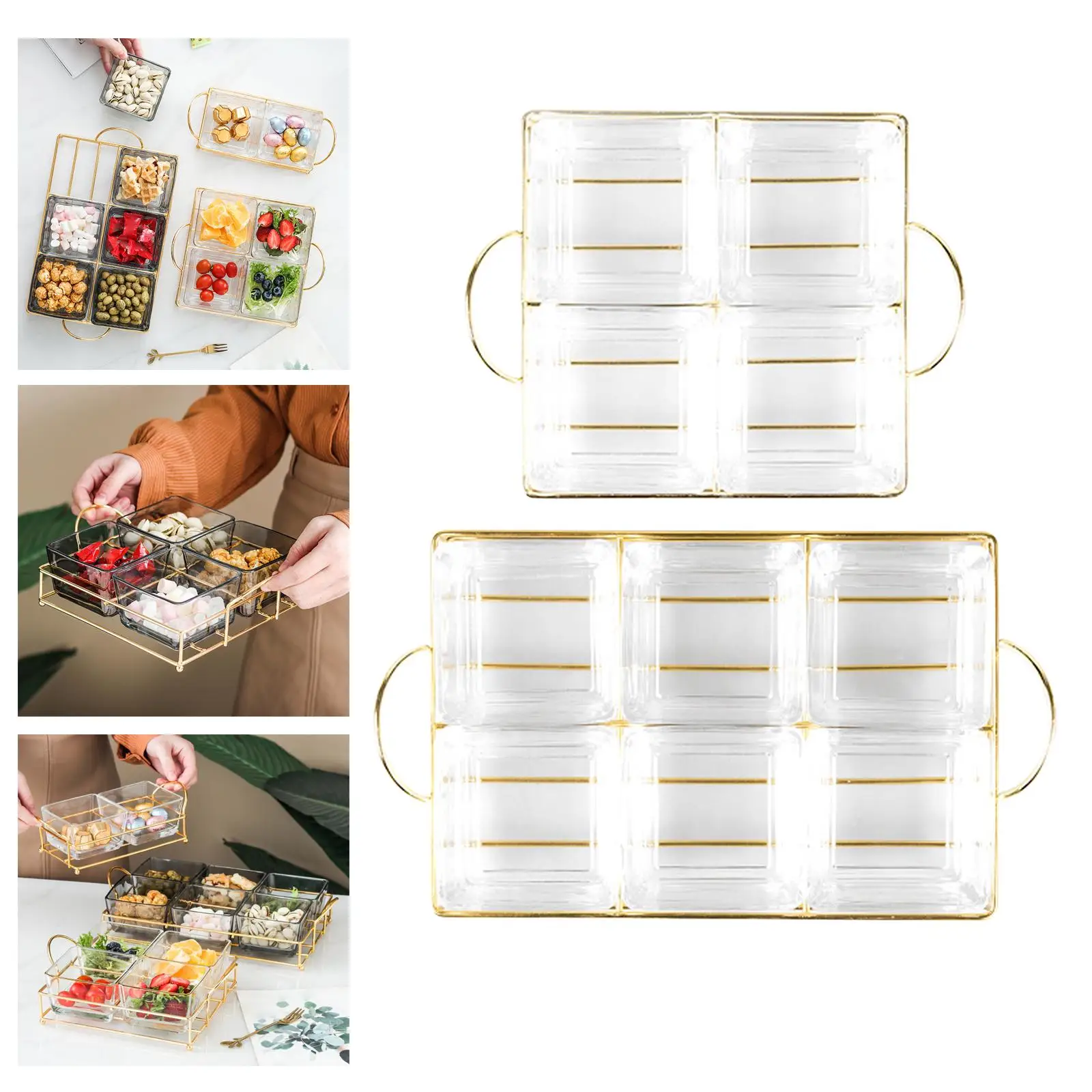 Glass Bowls Set with  Multi Compartments Versatile ,Easy Storage Storage Box