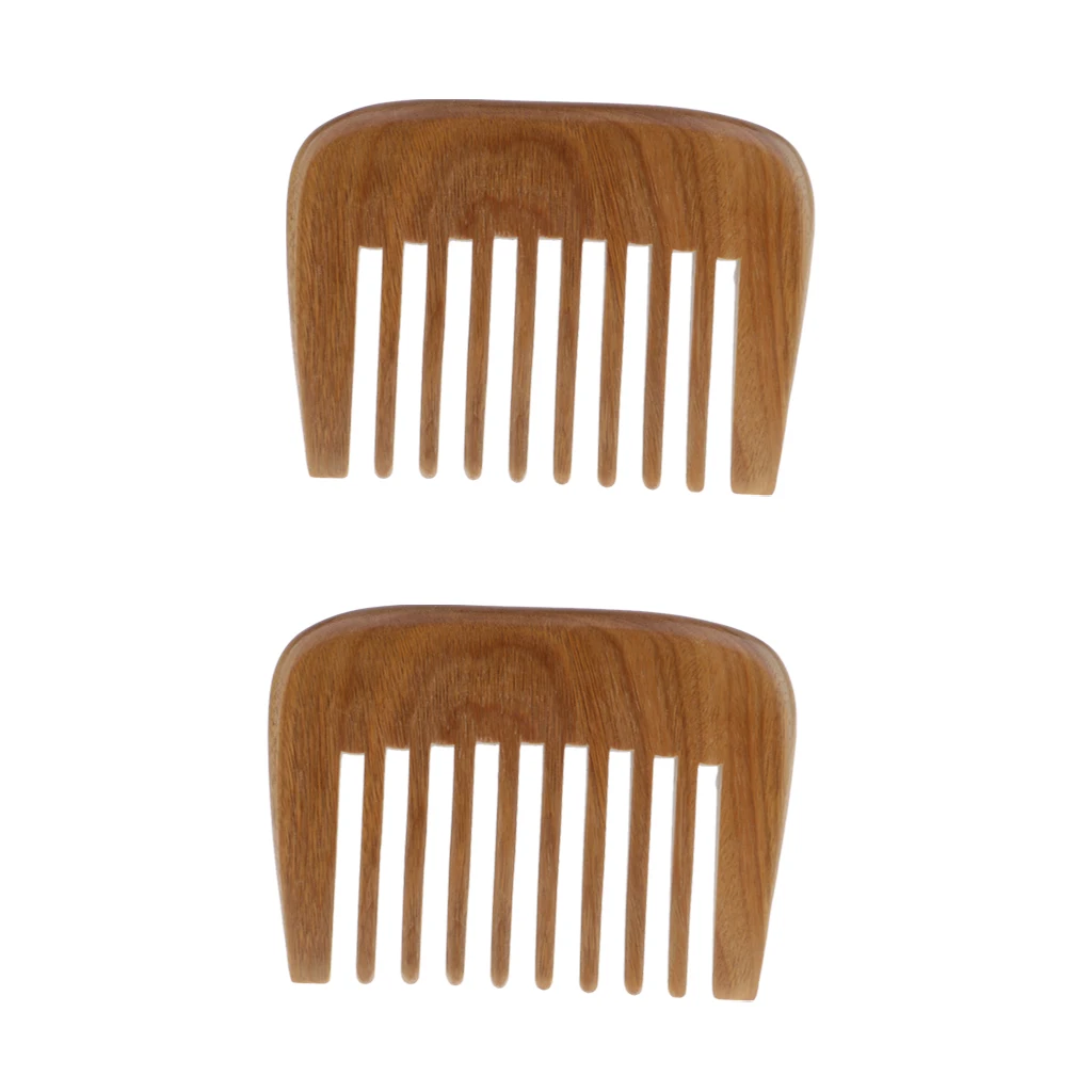 2pcs Wide  Comb Natural Detangling Wooden Hair Beard Travel  Comb