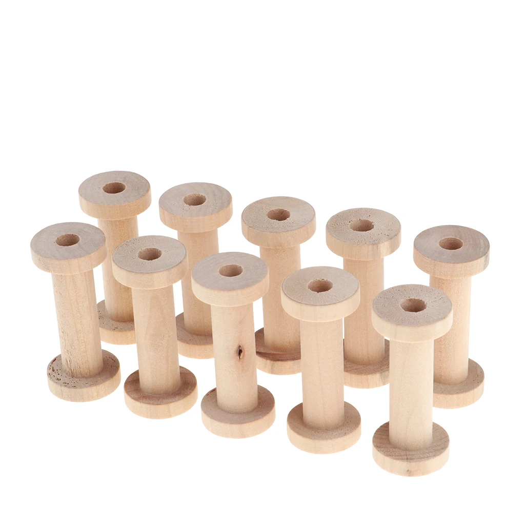  Pieces Wooden Spools for Arts and Crafts Black(B Size)/(B Size)