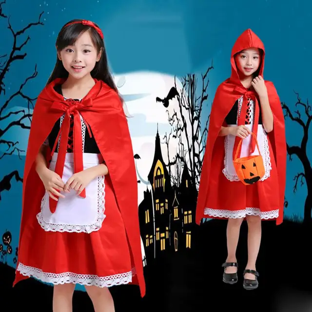 Disfraz de Caperucita roja para niñas, traje de Cosplay para fiestas  infantiles, Halloween, Carnaval, Purim, 2019 - AliExpress