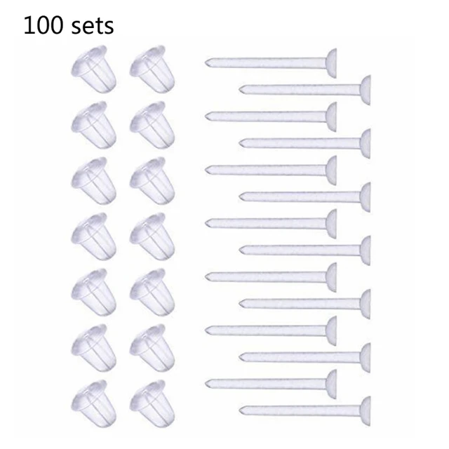 Earring Backs & Plastic Earring Post Kit Total 100 Sets Transparent Earrings  Pin - Stud Earrings - AliExpress