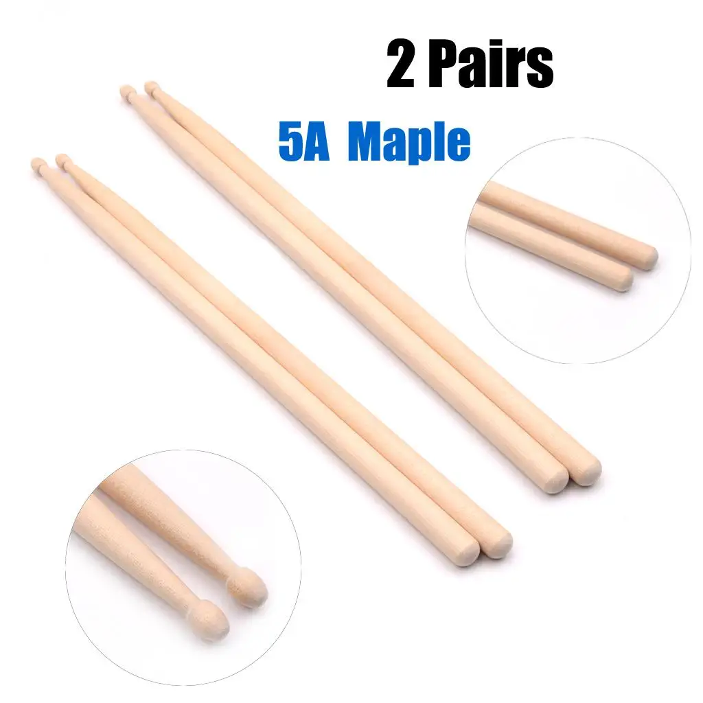 2 Pairs Polished Surface Smooth and Comfortable Drumsticks Maple Accessories