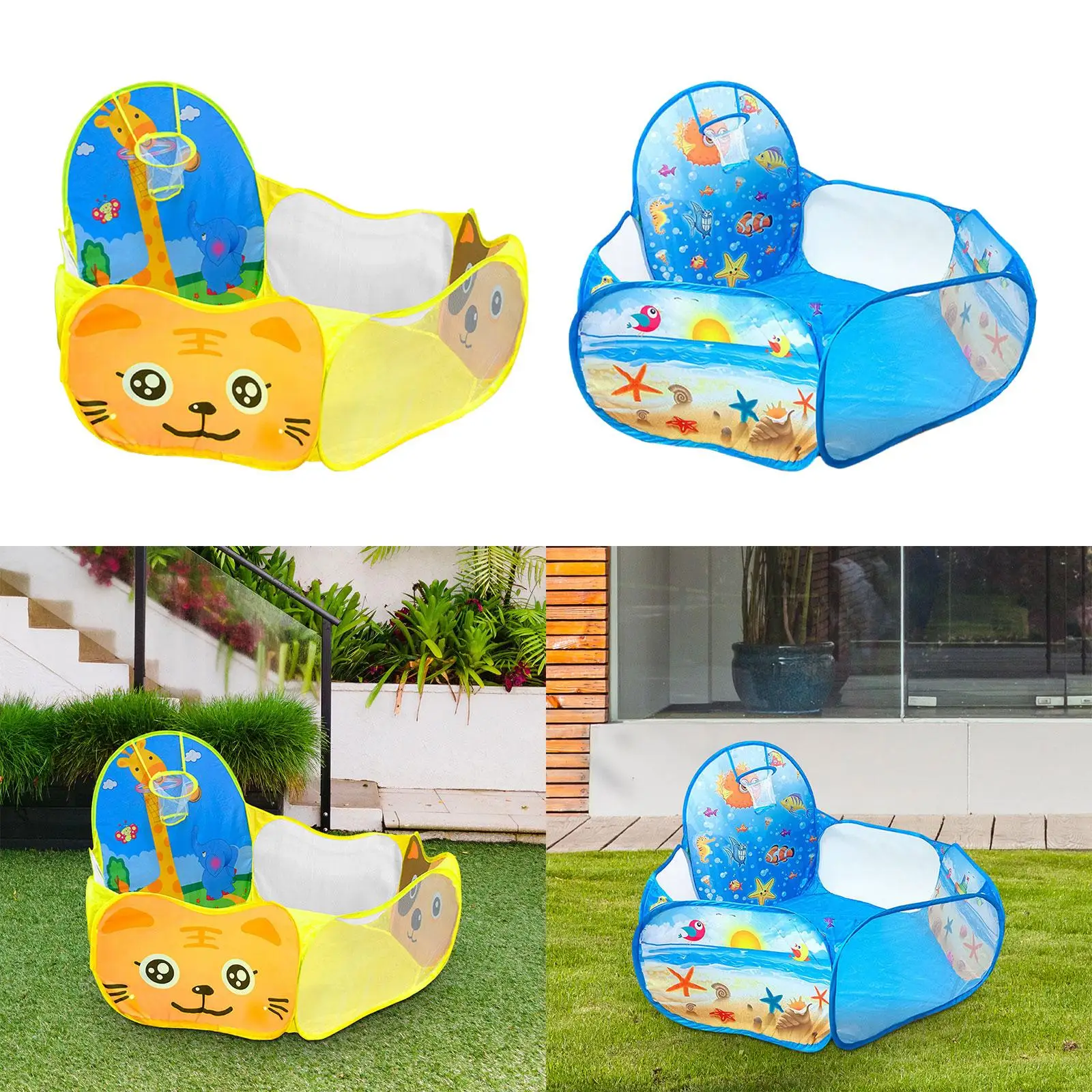 Childrens Ball Play Tent Gift Child Room Decoration Baby Crawl Playpen Toys with Basketball Hoop Foldable Tent for Toddlers