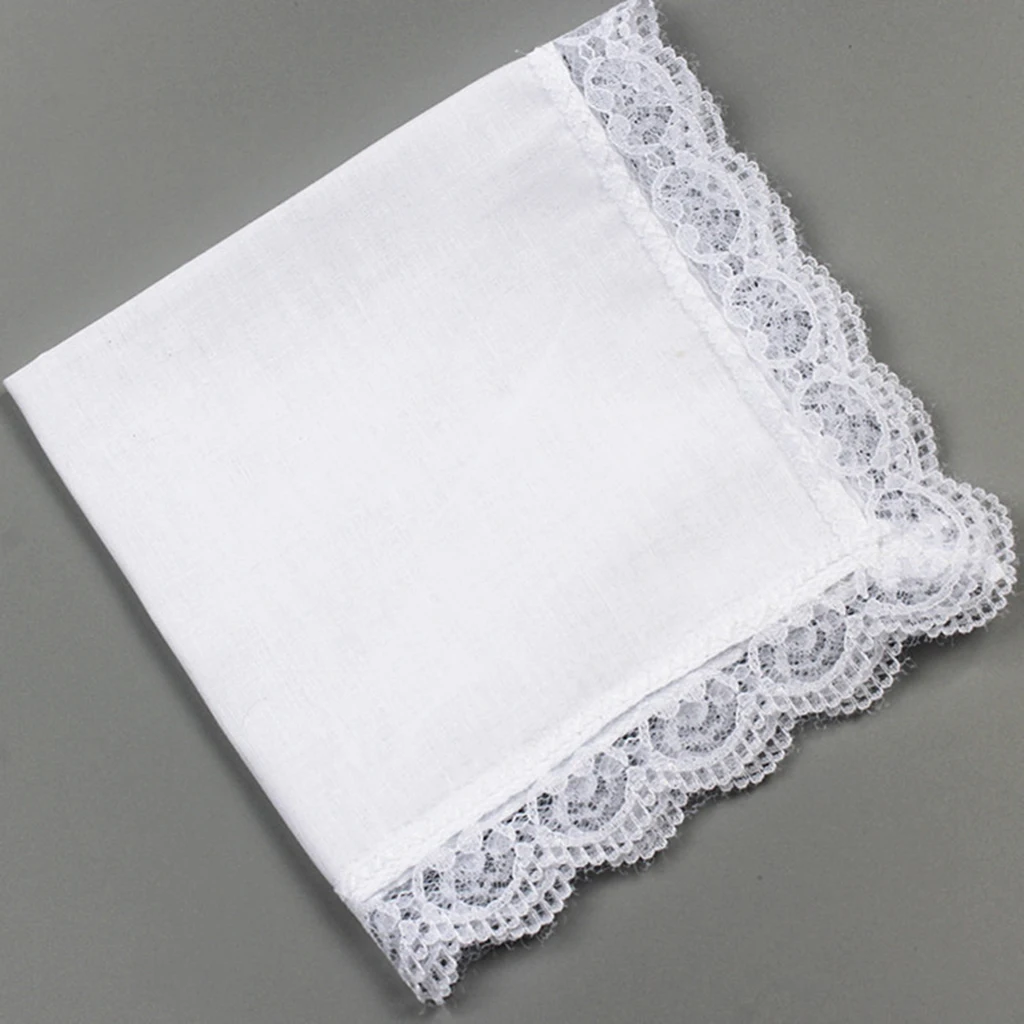 5x   Cotton White Handkerchiefs Hanky Pocket Square for Men Women Hankie