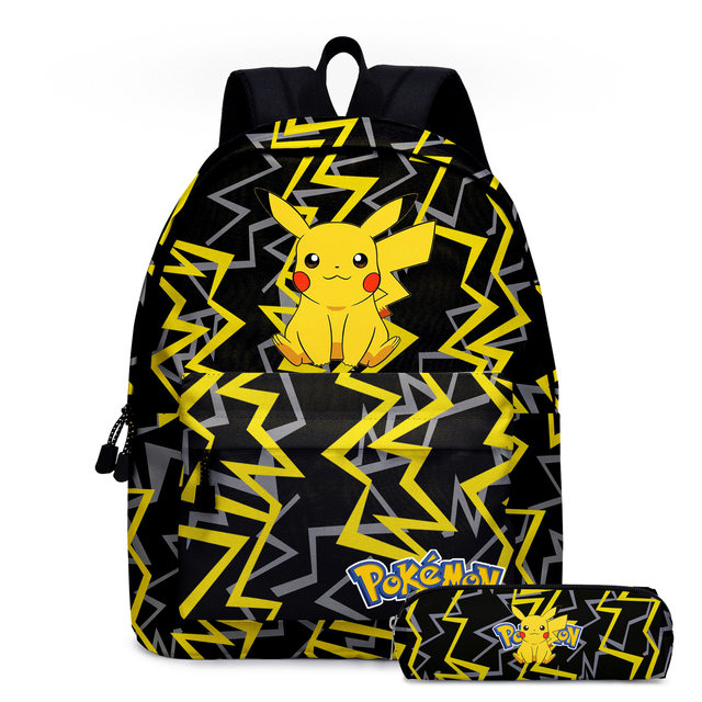 Pu Pokemon pikachu Pokemon School Backpack Set Polyester Student Bag Pencil Case