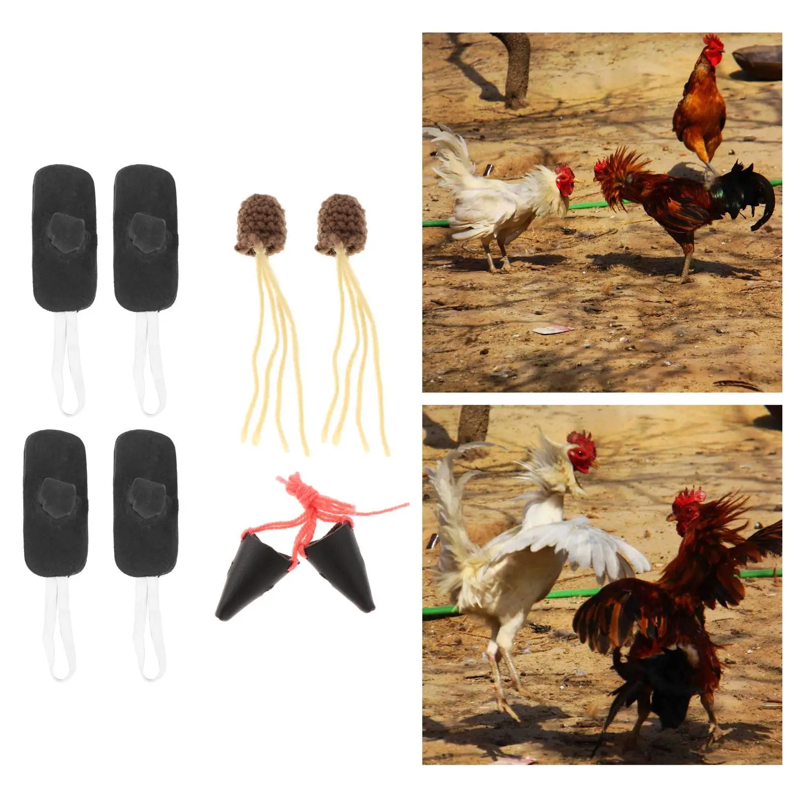 2 Set Fighting Foot Cover W/ Mouth Cover Safety Protection Supplies Gamefowl Chicken Mitt Durable Cockfighting Foot Cover