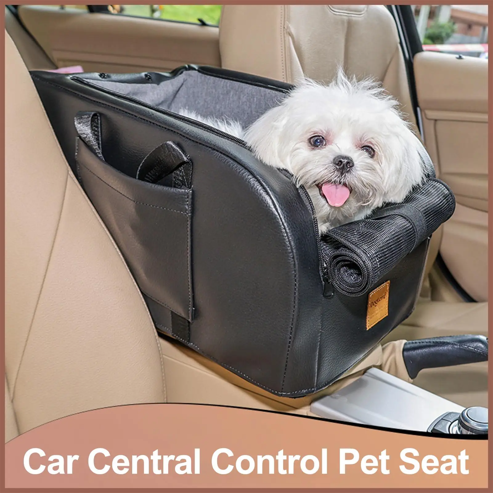 Pets Car Booster Seat Breathable Non Slip Bottom with Strap Easy to Install with Handles Vehicle Pet Seat for Armrest