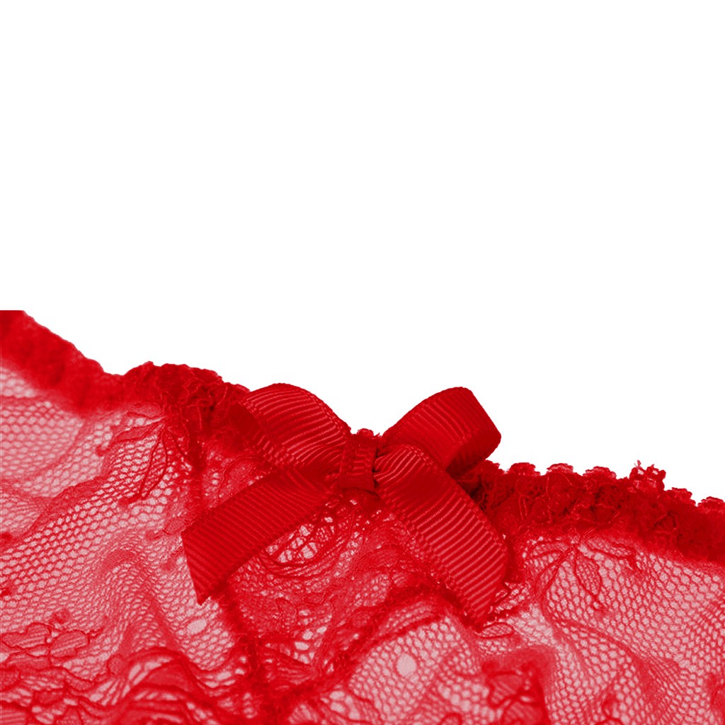 Satini Froufrou Dentelle efféminé Soyeuse Satin Jarretière Porte-jarretelles Lingerie Caleçons (Rose clair, L