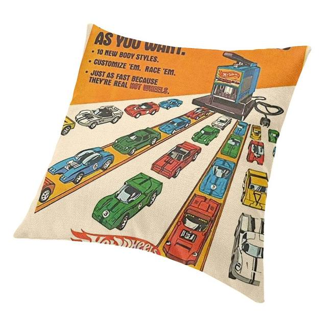 Hot Wheels Factory Pillow Case 45x45cm for Living Room Cartoon