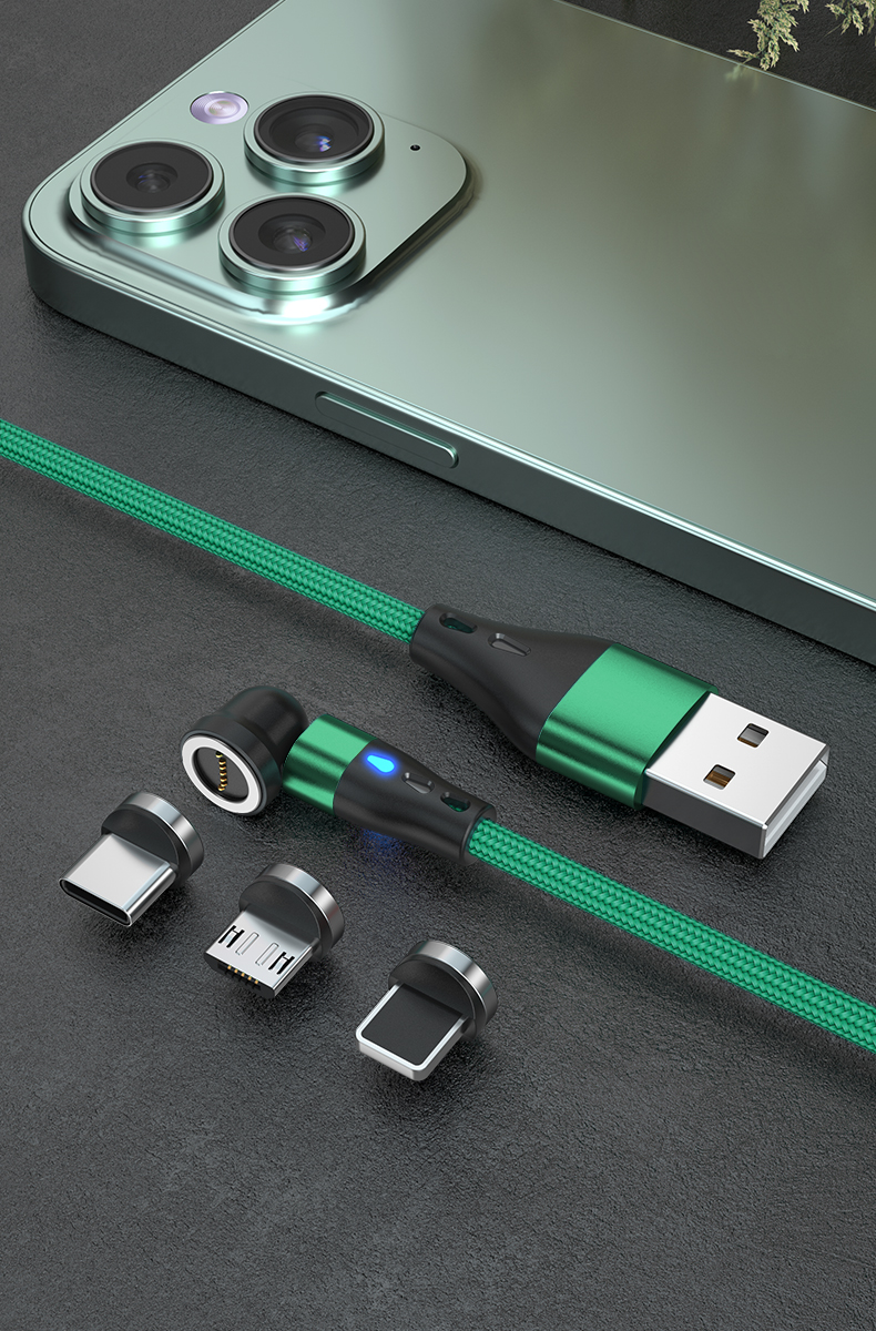 AUFU 5A Magnetic Fast Charging Cable 540 Rotate Magnetic Micro USB Type C Cable For iPhone 14 Samsung Xiaomi Mobile Phone Cable