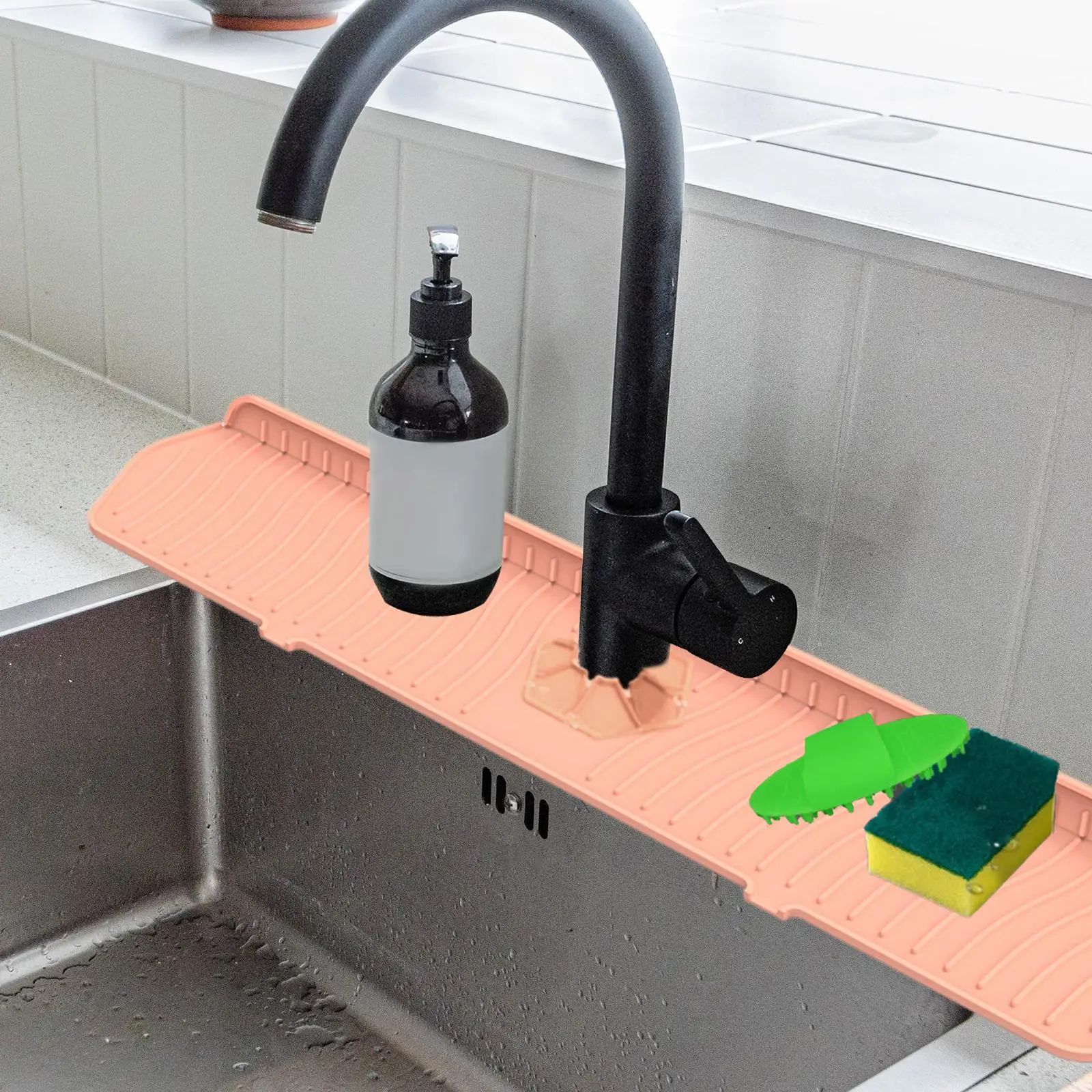 Silicone Faucet Absorbent Mat Faucet  Catcher Non  61x14.4cm Large Reusable Kitchen Faucet  Proof Mat for Home Restaurant