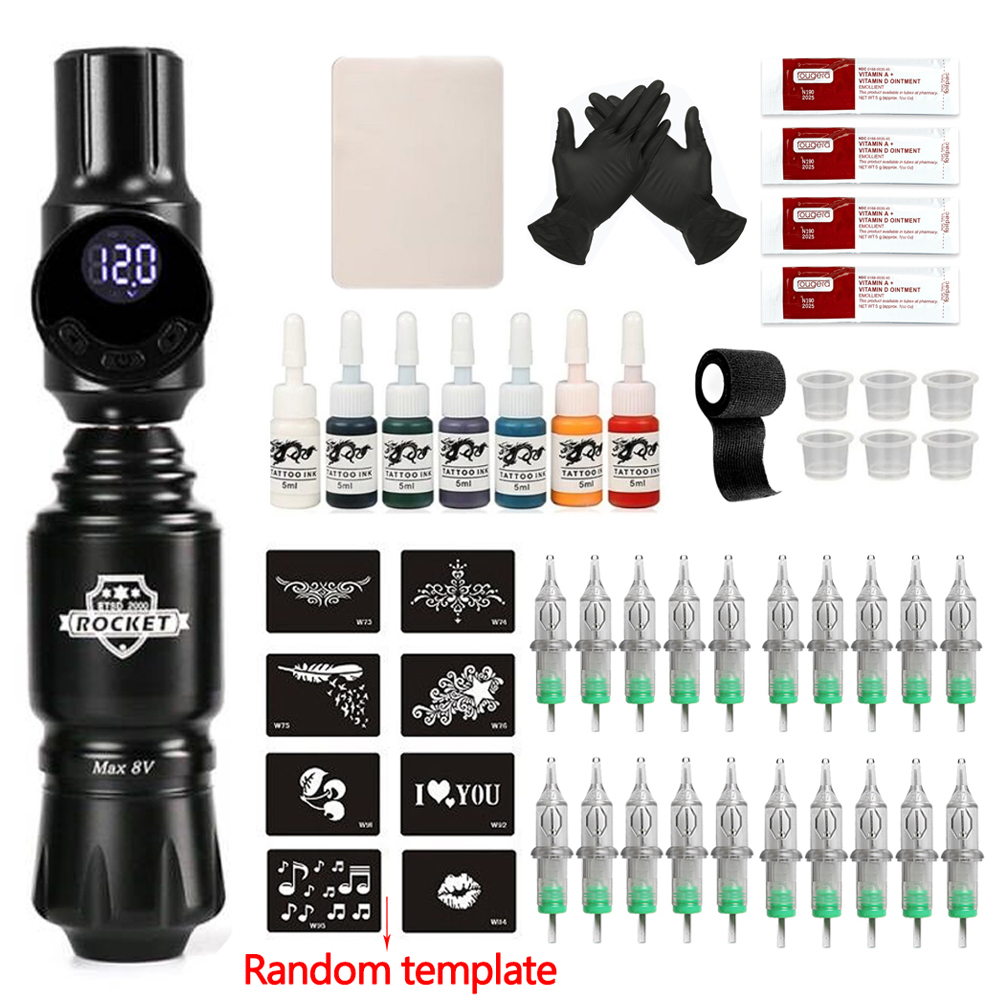 Best of Wireless Tattoo Kit Complete Mini Rocket Rotary Machine Pen Set Tattoo Power Supply Cartridge Needles Accessories For Body Art Reviews & Tips