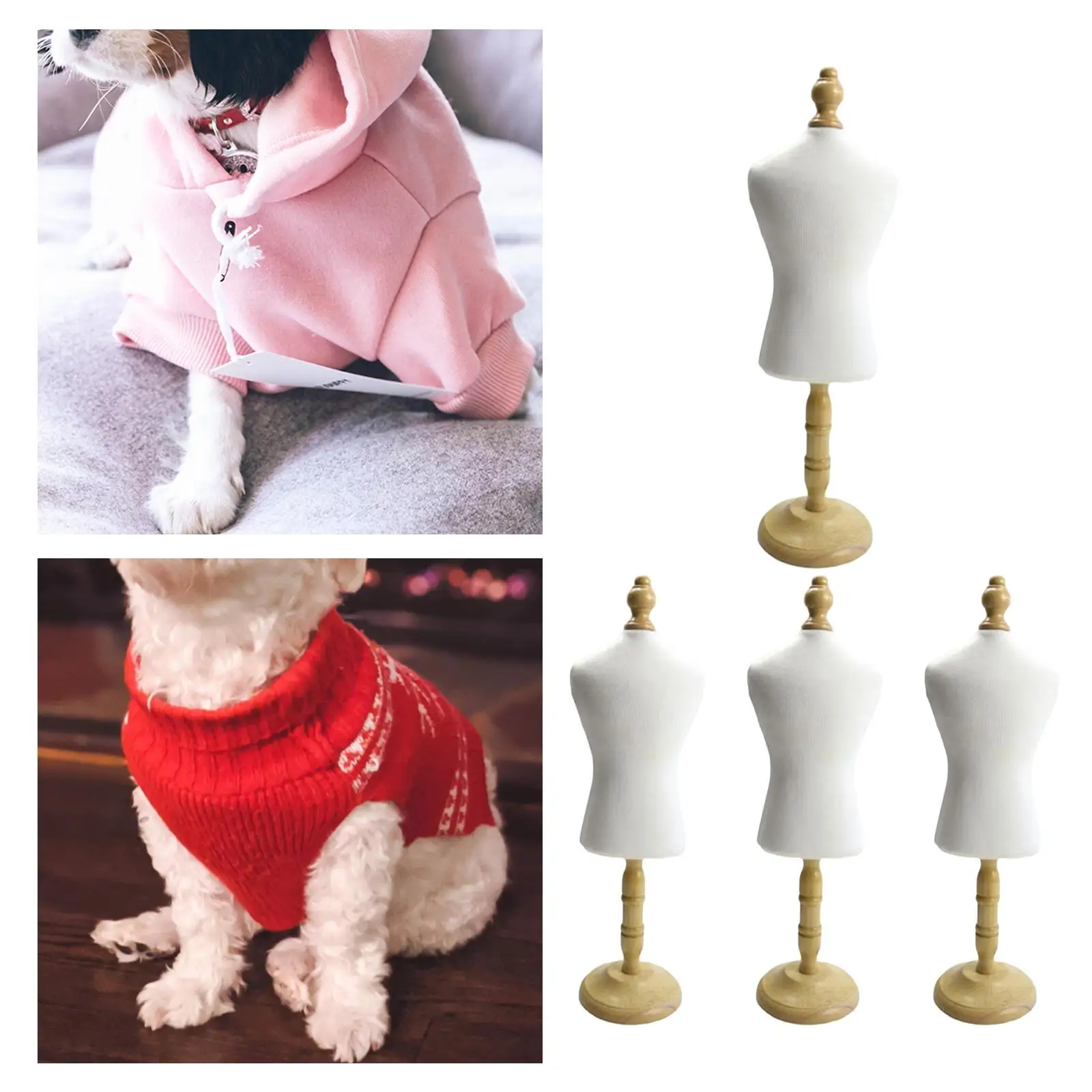 4x Cat Dog Clothes Mannequin Doll Dress Form Display  for Doll Clothes