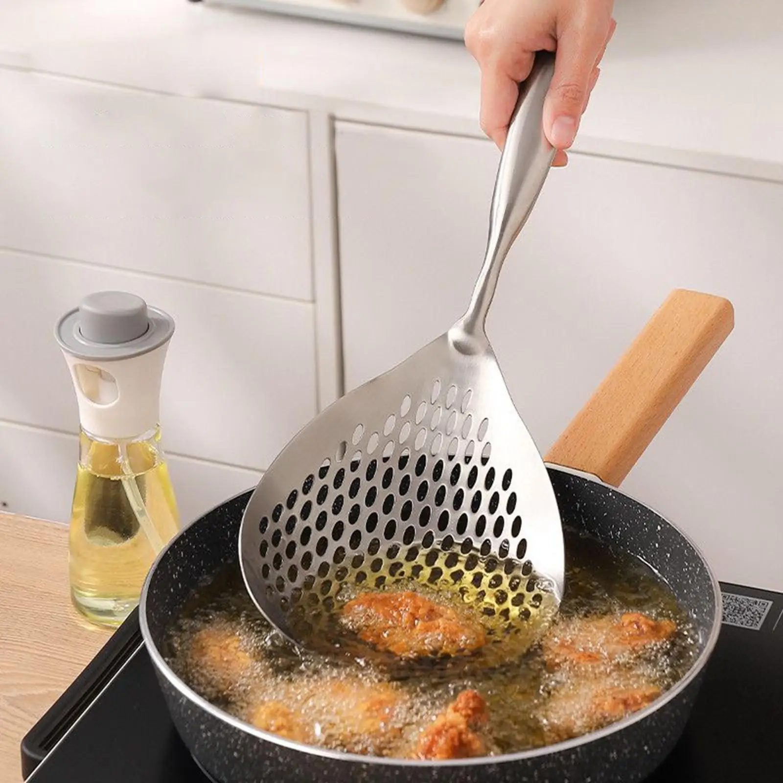 Frying Spoon Spider Strainer Stainless Steel Kitchen Strainer Ladle Pasta Strainer Spoon for Vegetables Potato Chips Noodles