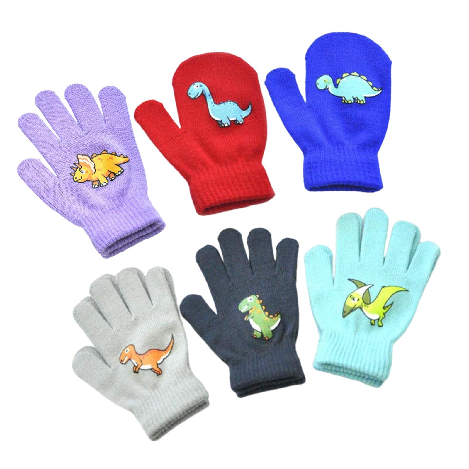 12x Stretchy Warm Knitted Gloves Playing Skating Skiing Kids Gloves Winter