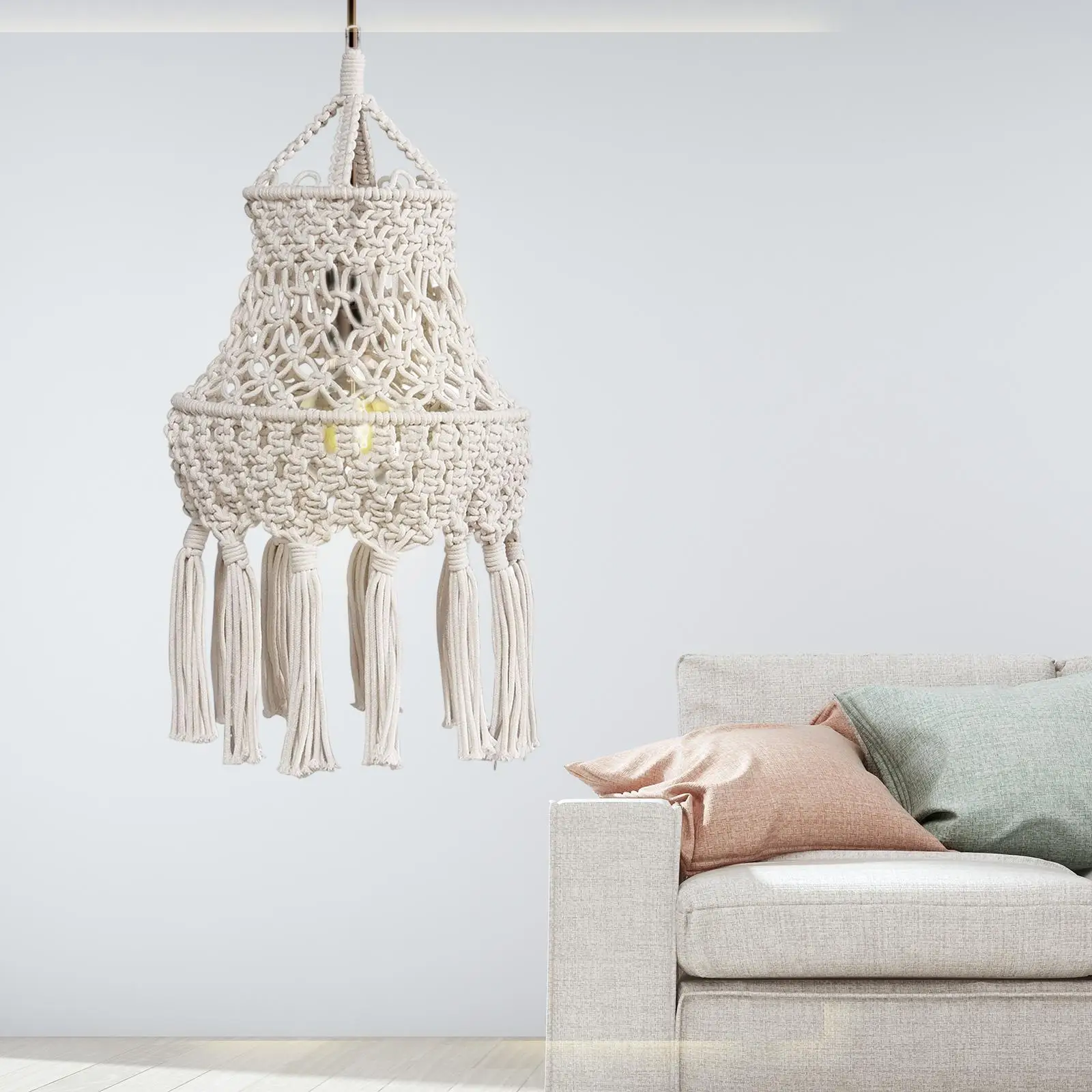 Macrame Lamp Shade Chandelier Lampshade Boho Light Cover for living Room Decoration