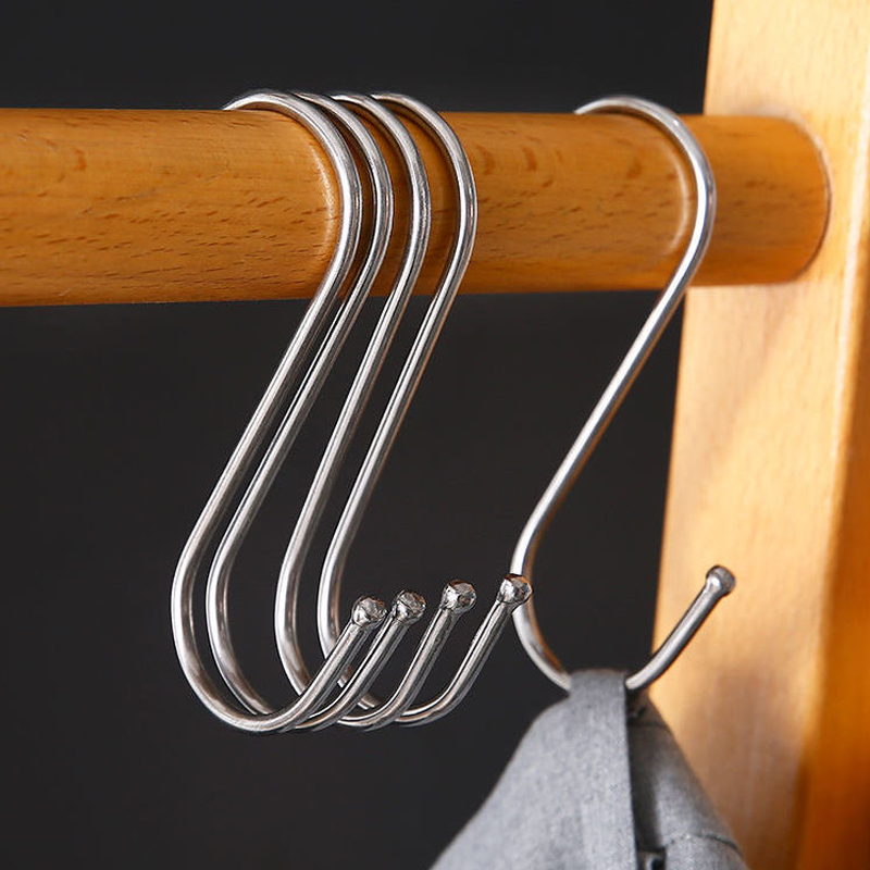 Description Picture 3 of itemStainless Steel S-Shape Hook Multi-function Kitchen Bedroom Railing S Hanger Hook Clasp Holder Hooks Hanging Clothes Rack