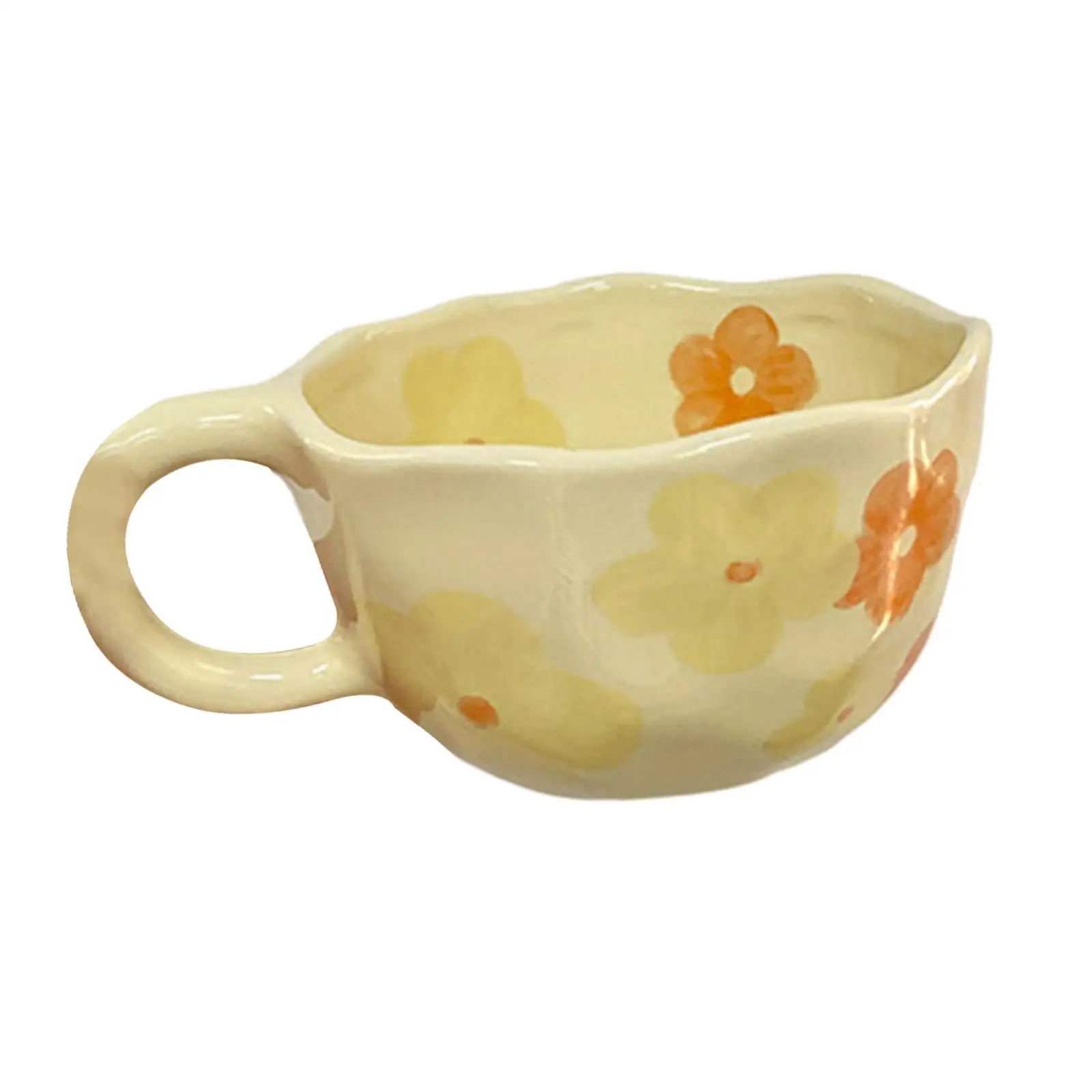 Breakfast Mug Durable Irregular Flower Milk Tea Cup for Office camping