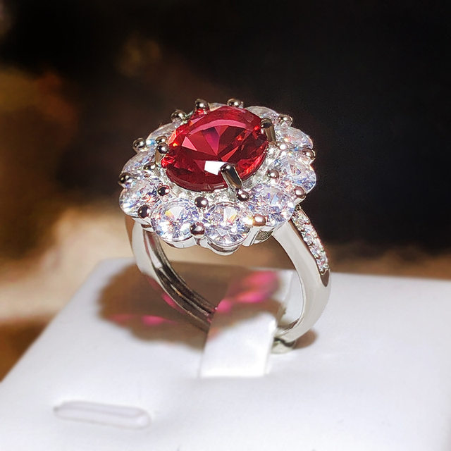 Silver ring red CZ hotsell stone