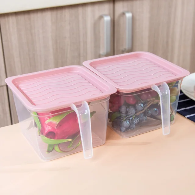 Food Storage Container With Handle & Lid For Pantry, Fridge & Freezer -  Pink 