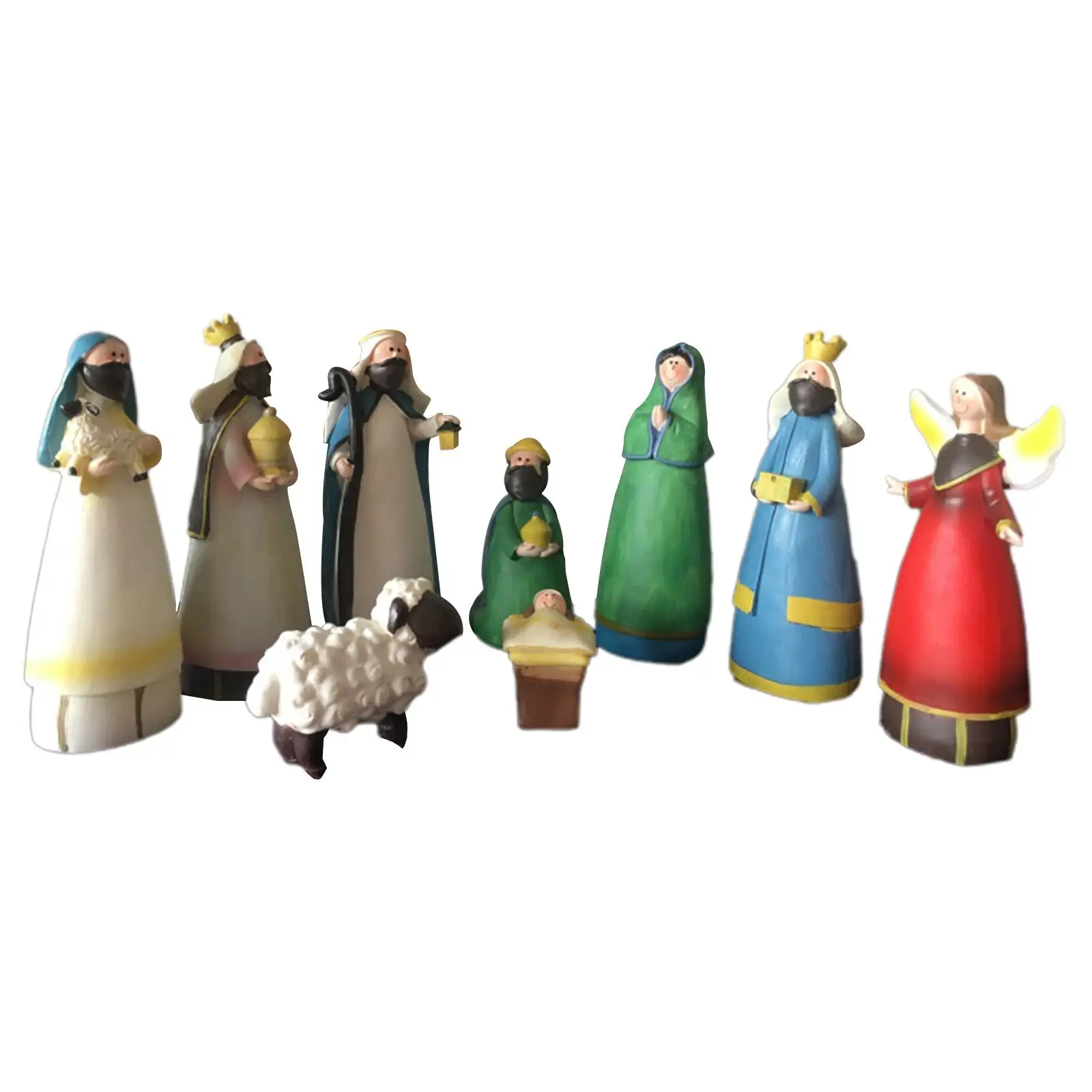 9 Pieces Nativity Scene Manger Figurines Set Christmas Ornament for Tabletop