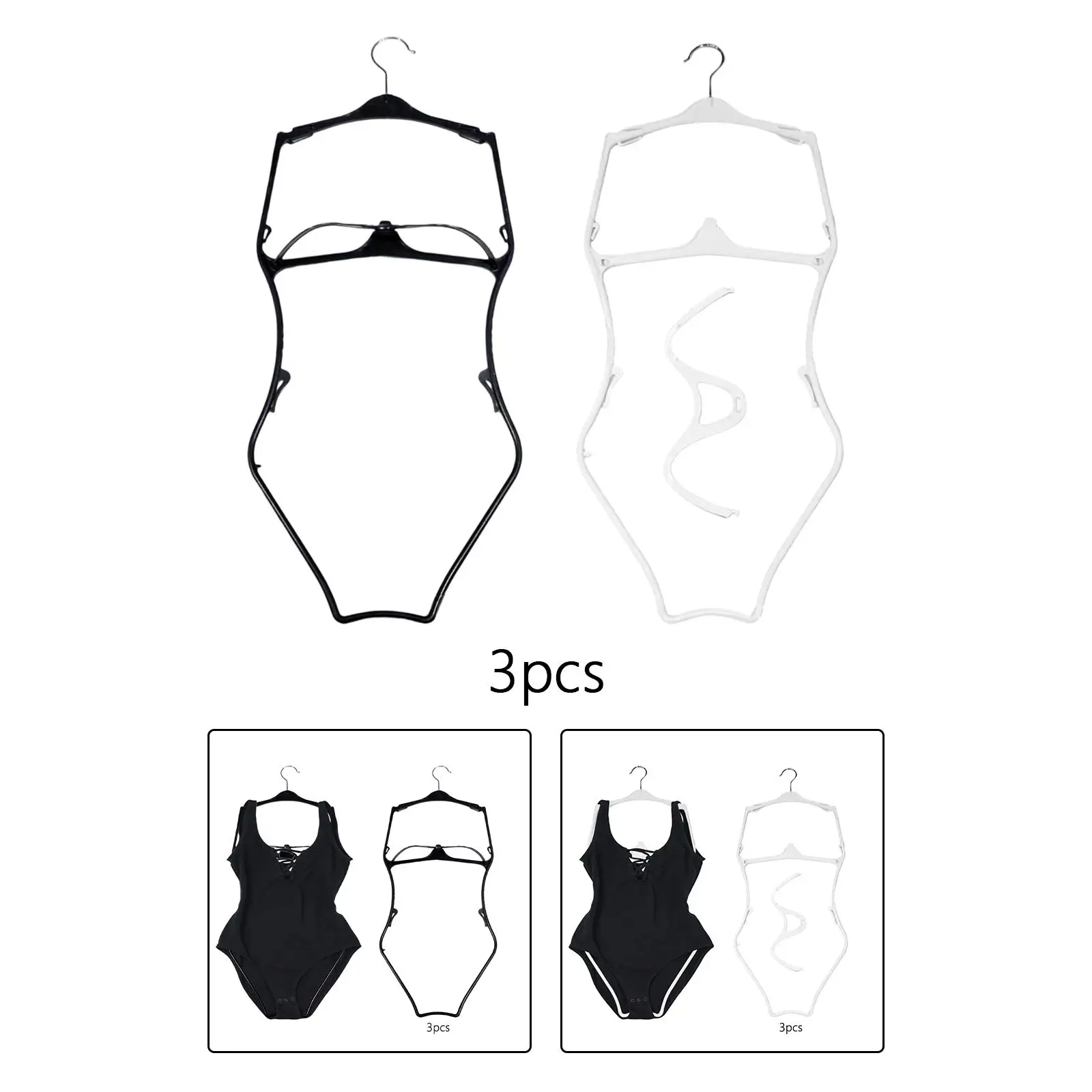 3x Swimsuit Hangers Bathing Suit Space Saving Bikini Hangers Body Shape Bikini Hanger for Scarves Robes Belts Bathing suits