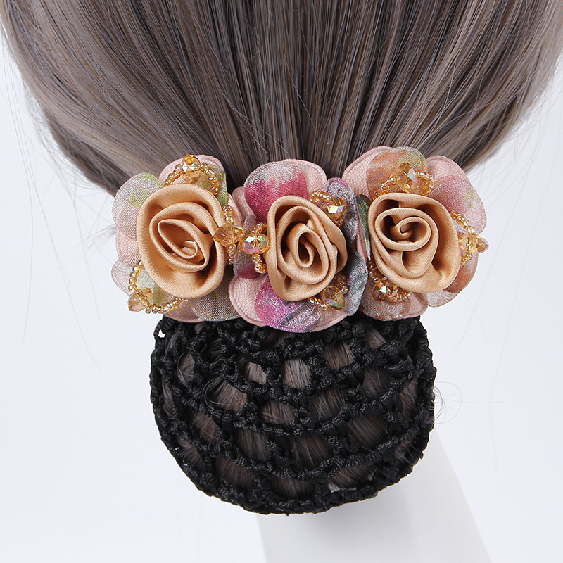 Professionelle Weibliche Blume Net Tasche Kopfschmuck Blume Hotel Bank Weibliche Top Clip Haar Zubehör High-End-Haarspangen Mutter – Detail 10