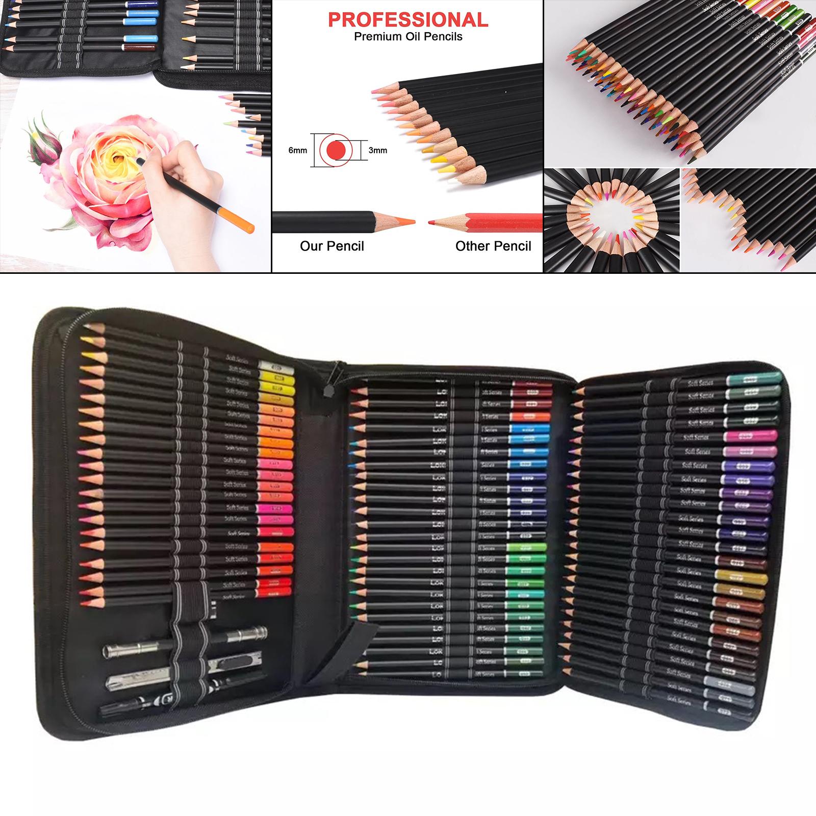 Professional 72 Oil Colored Pencils with Pencil Extender Supplies Crafting Beginner Drawing Shading Colouring