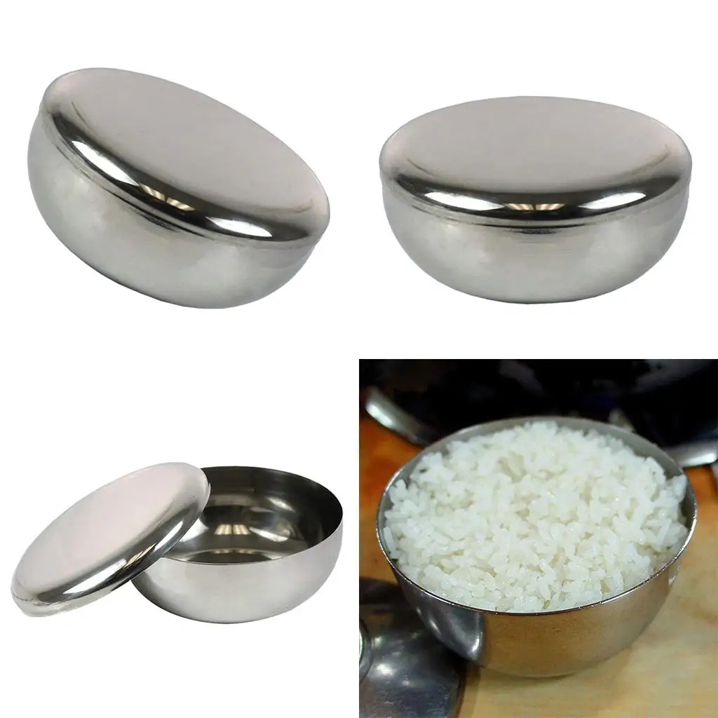 4 Pieces Stainless Steel Rice Steaming Bowl Milk Noodles Fruit 